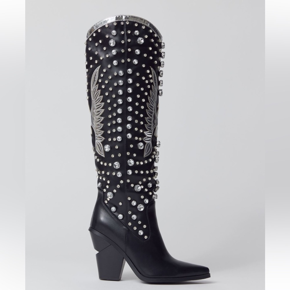 NWT Azalea Wang Upbeat Rhinestone Cowboy Boots - Picture 3 of 6